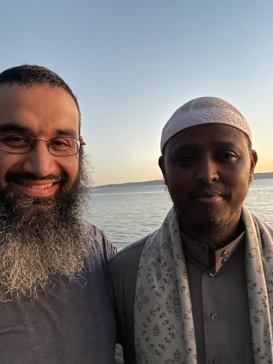 Michael Abraham with Dr. Shaykh Yahya Suufi on the Puget Sound waterfront