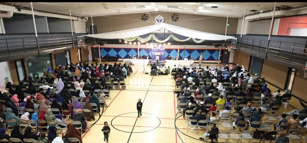 Community gathered in the MAYF gymnasium for a Quran competition